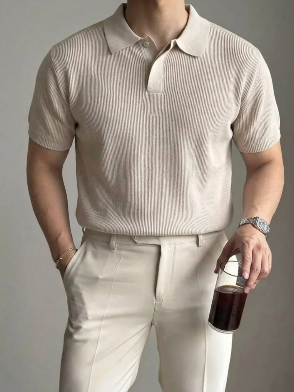 Apricot Casual Men's Half-Zip Color Knit Sweater